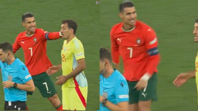Cristiano Ronaldo’dan rakip oyuncuya ilginç hareket! Hakem arkasını döner dönmez kulağına yapıştı