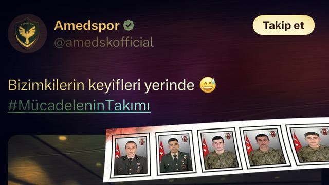 Türkiye 8 şehit askerine gözyaşı dökerken Amedspor’un paylaşımı tepki çekti