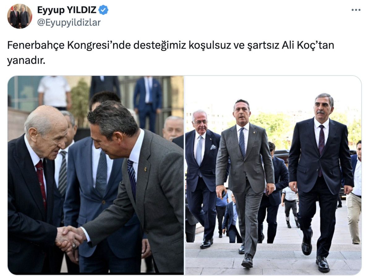 MHP, Fenerbahçe seçimlerinde Ali Koç’u destekleyeceğini açıkladı