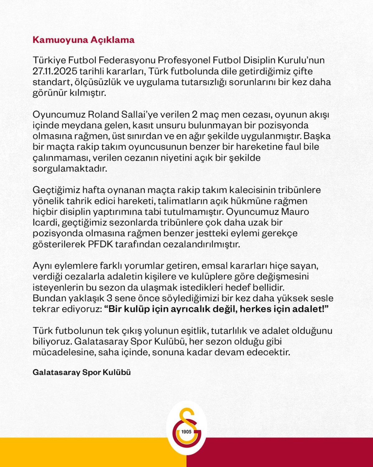 Galatasaray’dan TFF’ye Rolland Sallai ve Ederson tepkisi!