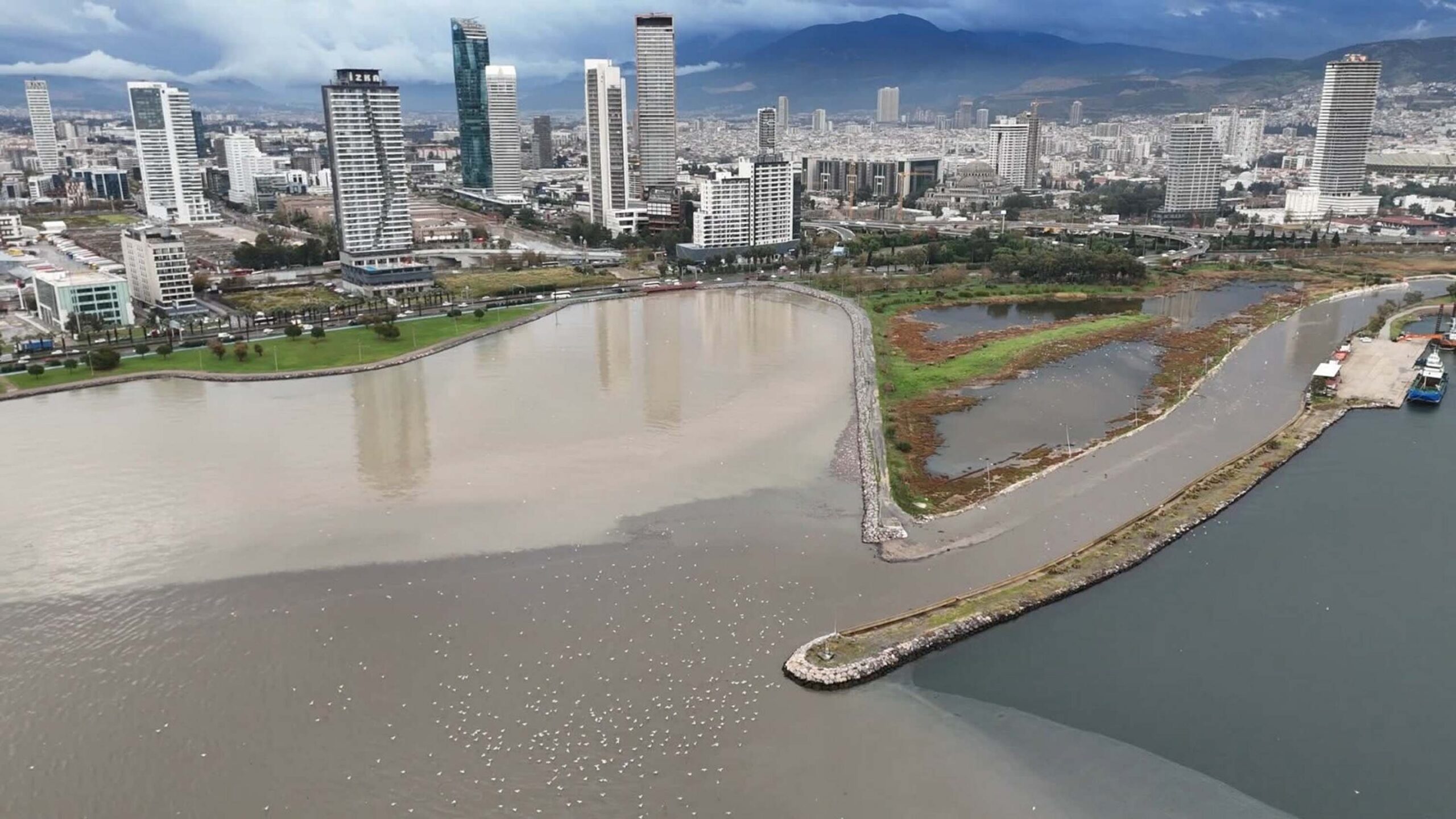 İzmir ve Muğla’yı sağanak vurdu! İzmir Körfezi’nde denizin rengi değişti