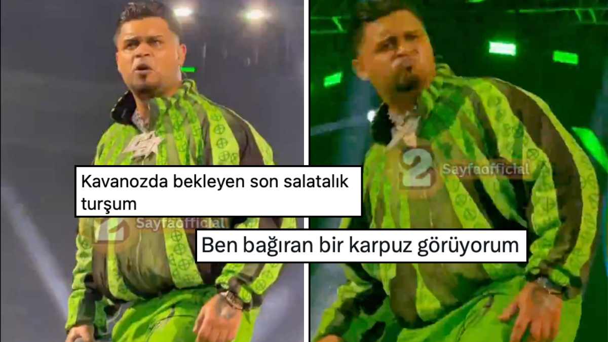 LVBEL C5 Yeşil Eşofman Takımlı Konser Tarzıyla Karpuza Benzetildi!