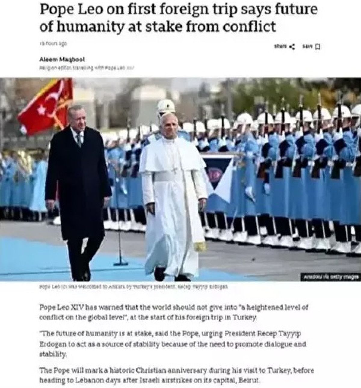 Papa’nın Türkiye ziyareti dünya basınında gündem oldu